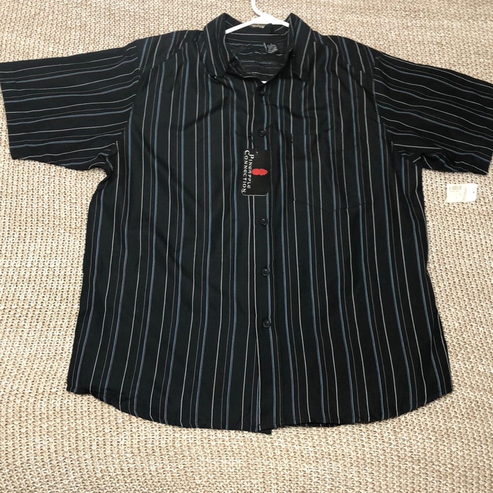 Pineapple Connection Short Sleeve Button Up Shirt, Men's, Black, Size Small NWT